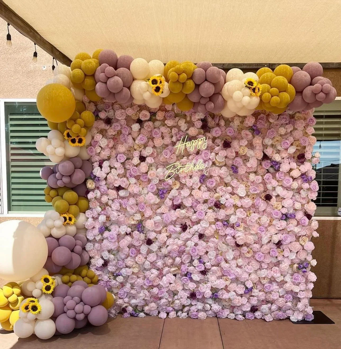 Purple and Pink Blush Cream Premium Rose Flower Wall - 193