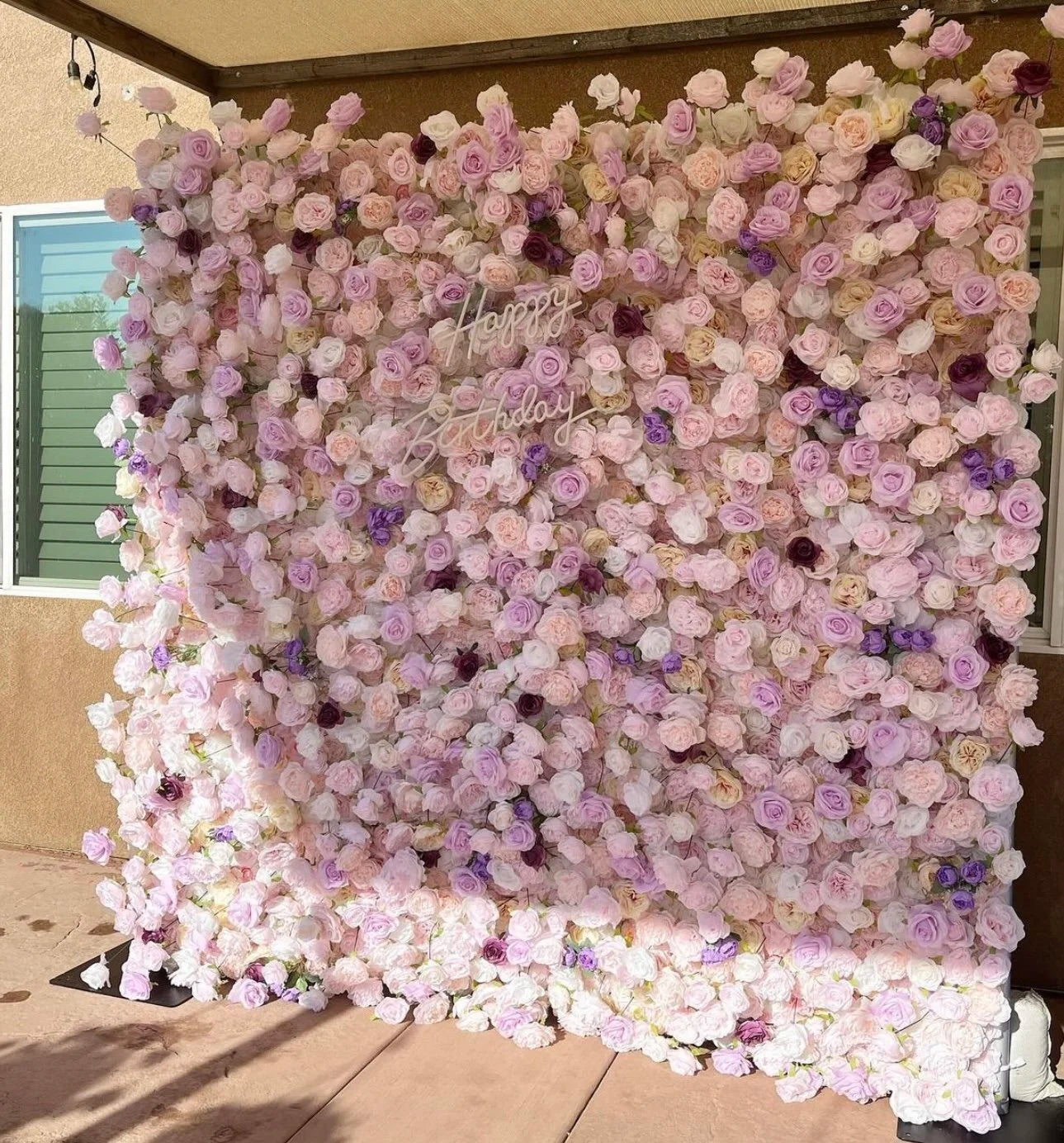 Purple and Pink Blush Cream Premium Rose Flower Wall - 193