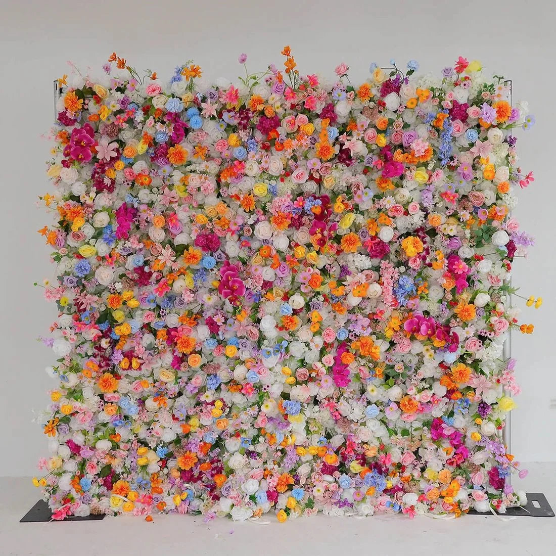 Blue, Orange & Cream Premium Flower Wall - 120