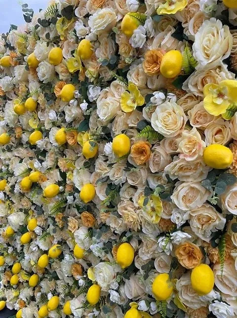 Yellow Lemon Burnt Orange Premium Rose Flower Wall - 012
