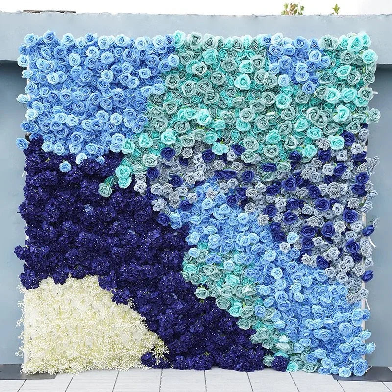 Light & Dark Blue Premium Rose Flower Wall - 109