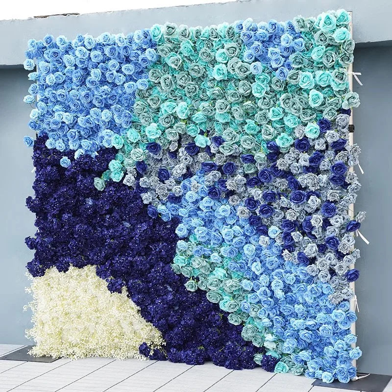 Light & Dark Blue Premium Rose Flower Wall - 109