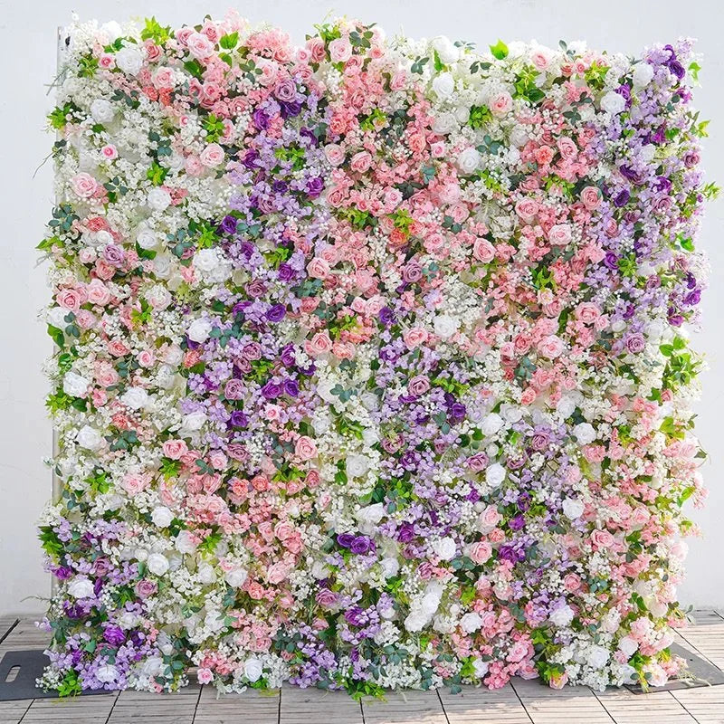 Into The Meadow Pink, White and Purple Premium Flower Wall - 046