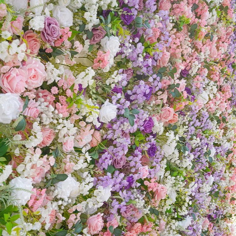 Into The Meadow Pink, White and Purple Premium Flower Wall - 046