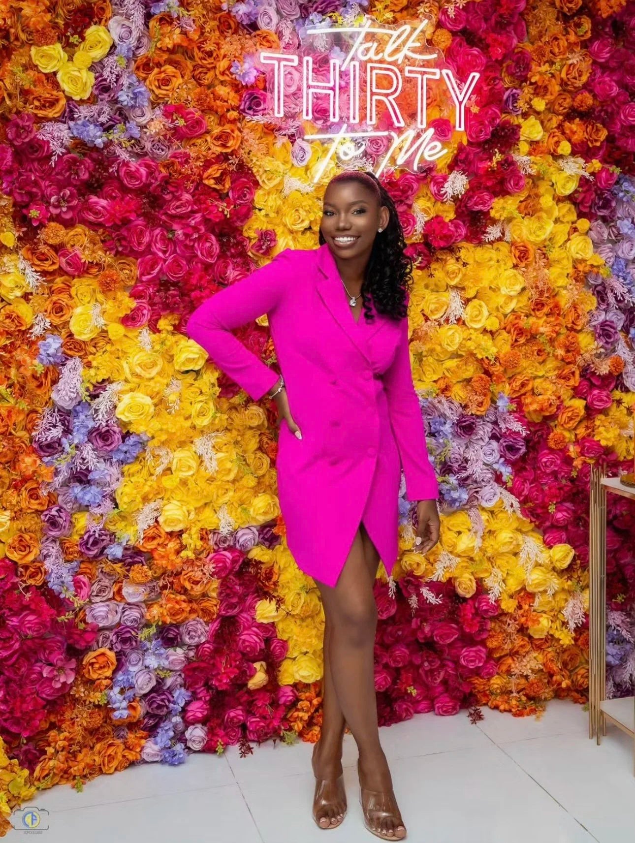 Orange, Purple, Pink and Yellow Premium Flower Wall - 032