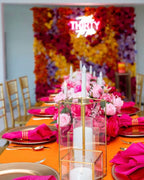 Orange, Purple, Pink and Yellow Premium Flower Wall - 032