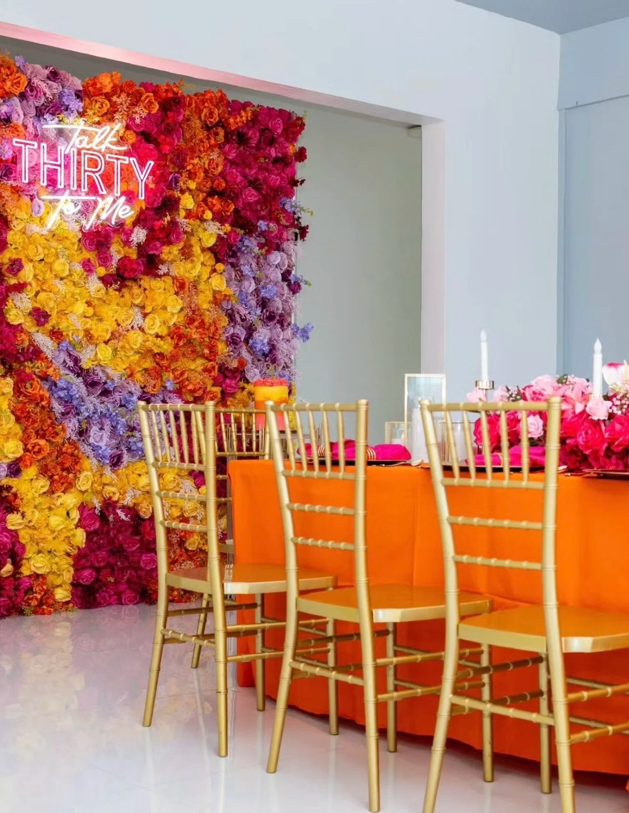 Orange, Purple, Pink and Yellow Premium Flower Wall - 032