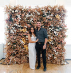 Into the Meadow Premium Tan & White Blush Flower Wall - 058