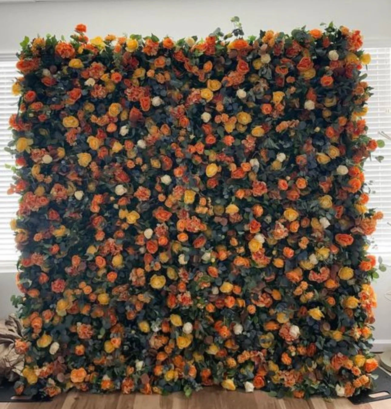Orange & Yellow Premium Greenery Flower Wall - 160