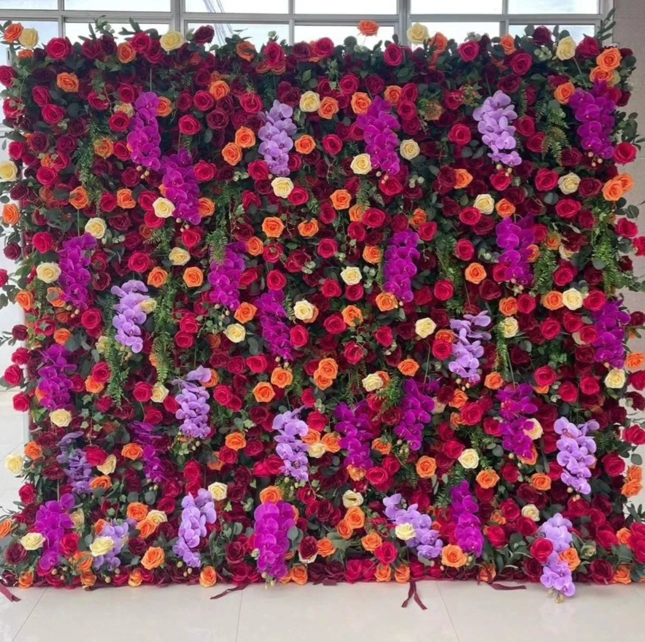 Dripping Florals Purple & Orange Premium Flower Wall - 119