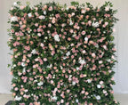 Pink, White and Greenery Rose Premium Flower Wall - 125