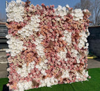 Blush Pink, Tan and White Rose Premium Flower Wall - 126