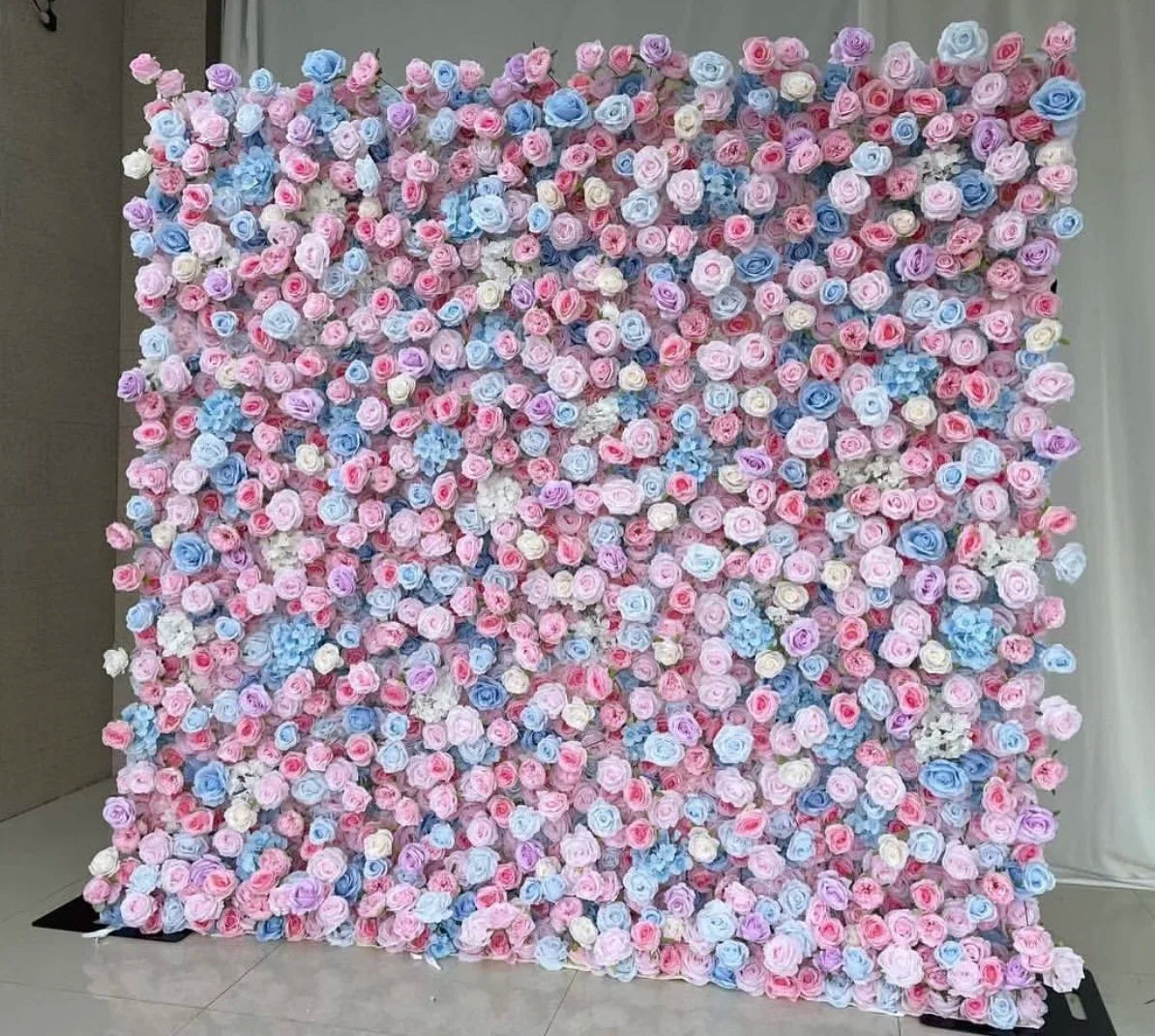 Pink, Blue, White & Purple Rose Premium Flower Wall - 127