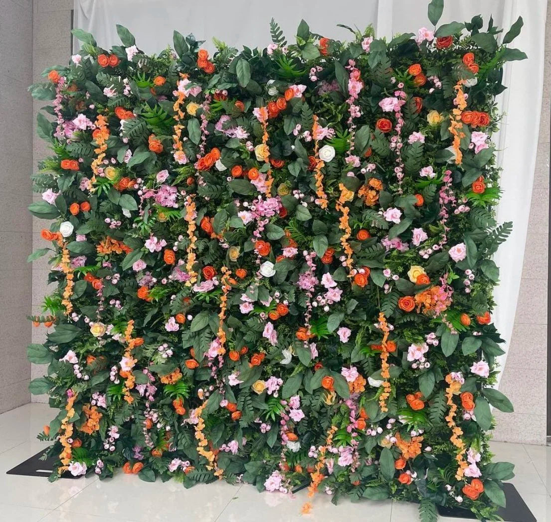 Dripping Orange & Purple Premium Flower Wall - 128
