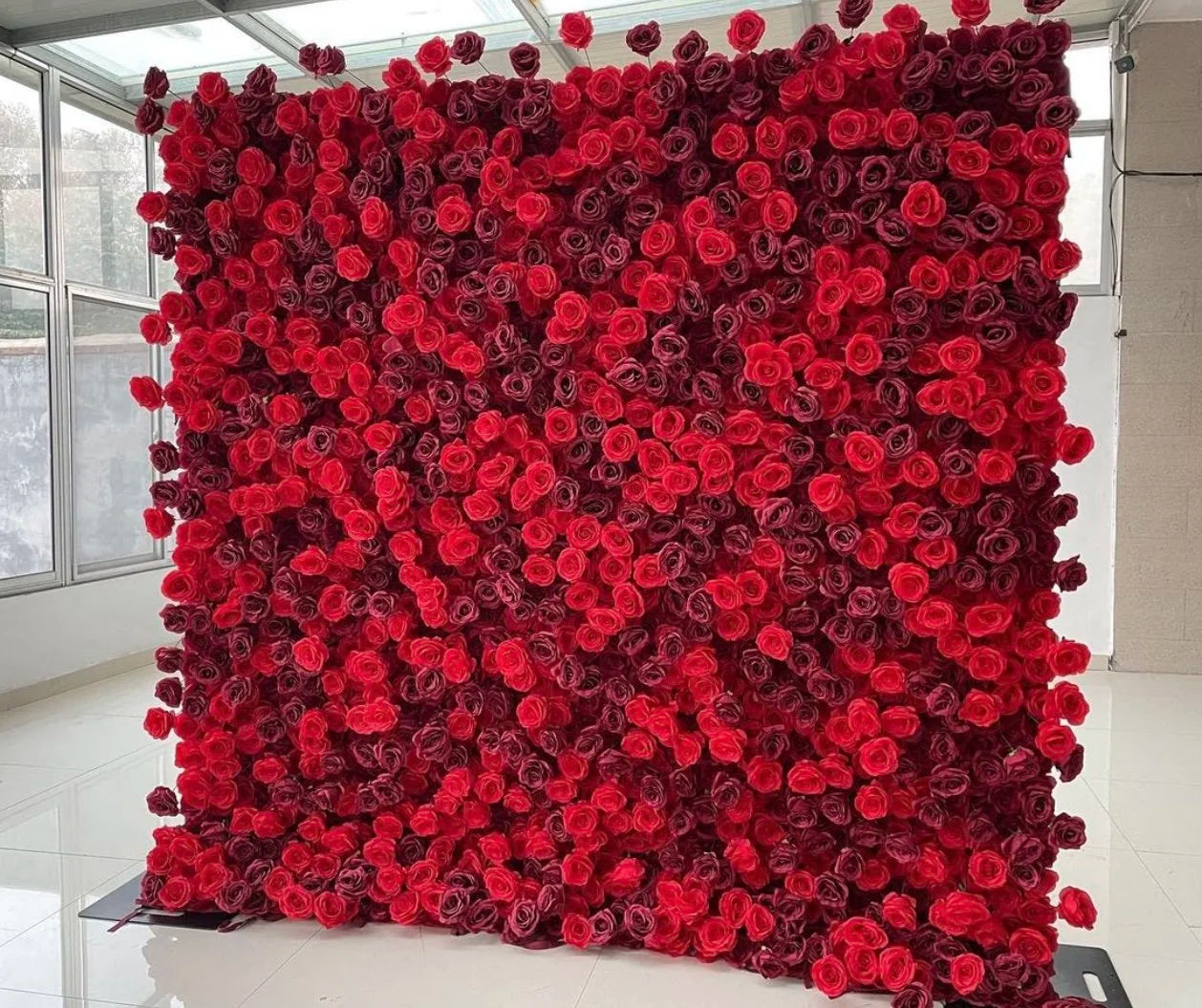 Deluxe Dark & Bright Red Rose Flower Wall - 027