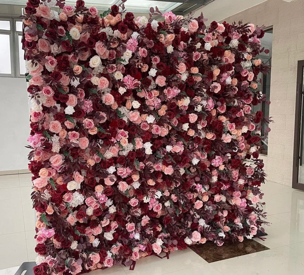 Red, Pink & White Rose Premium Flower Wall - 131