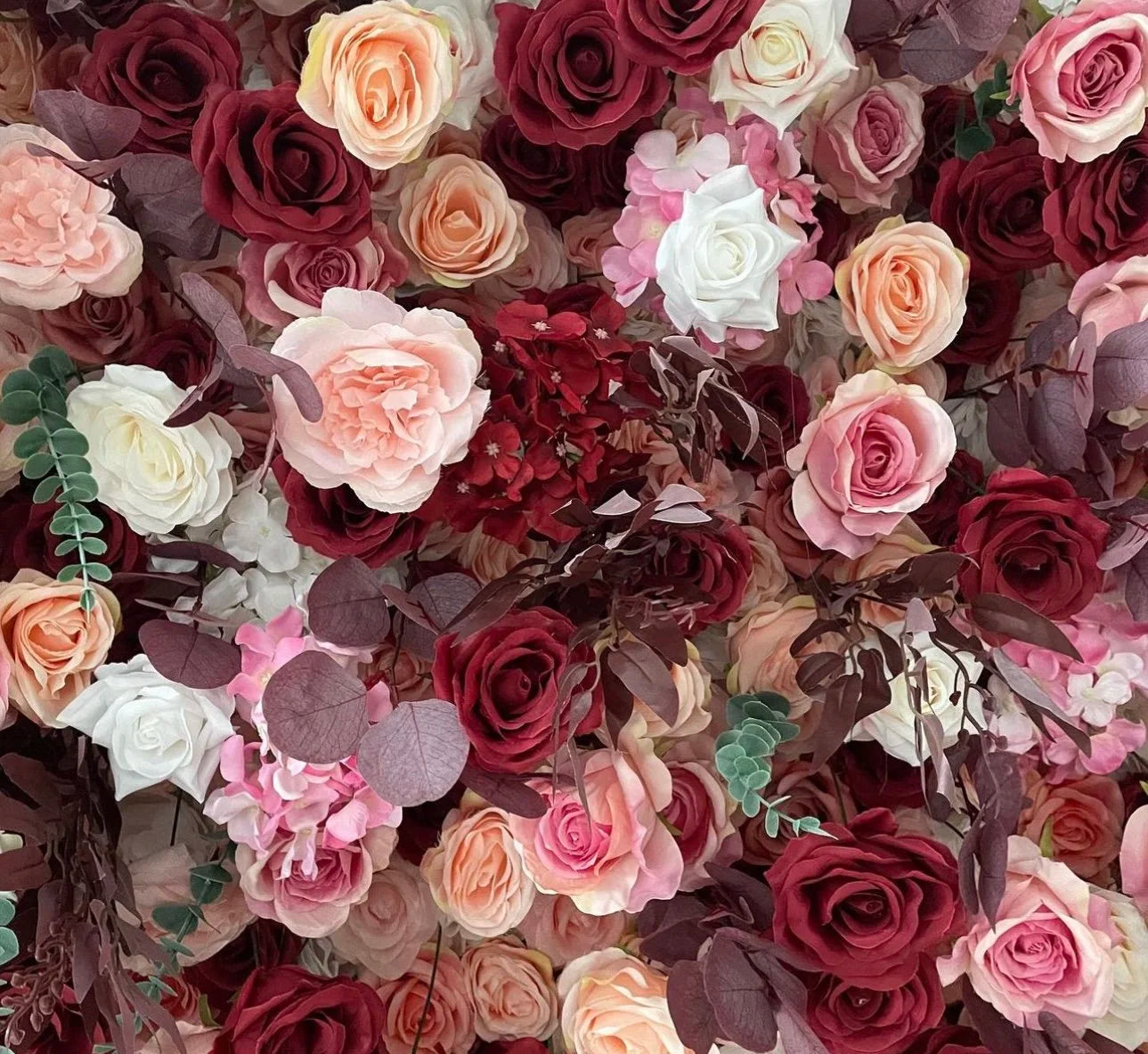 Red, Pink & White Rose Premium Flower Wall - 131