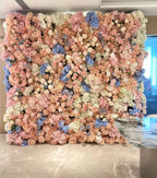 Blue, Cream & Blush Pink Premium Floral Flower Wall - 129