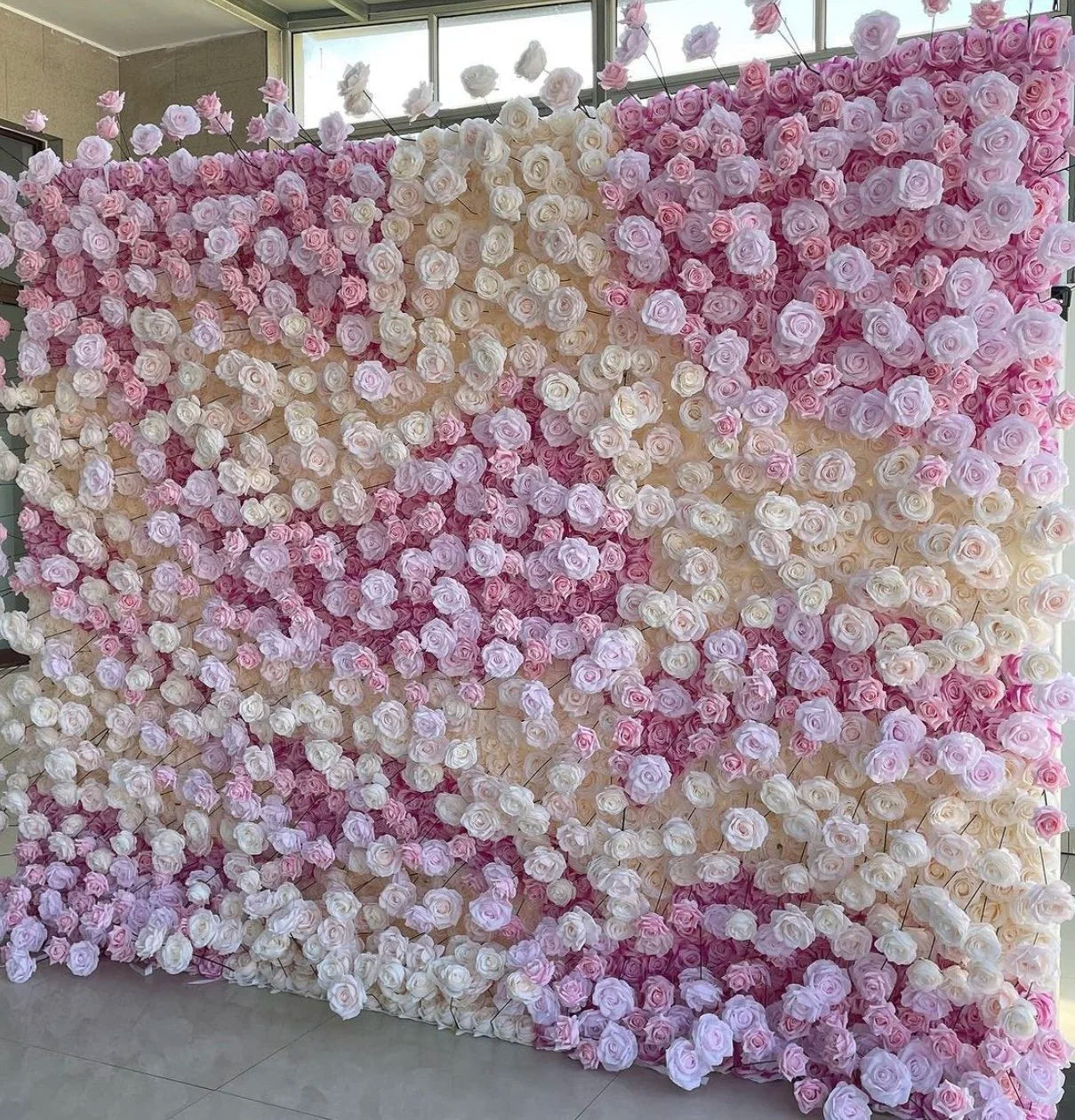 Light Pink Cream Premium Rose Flower Wall - 099