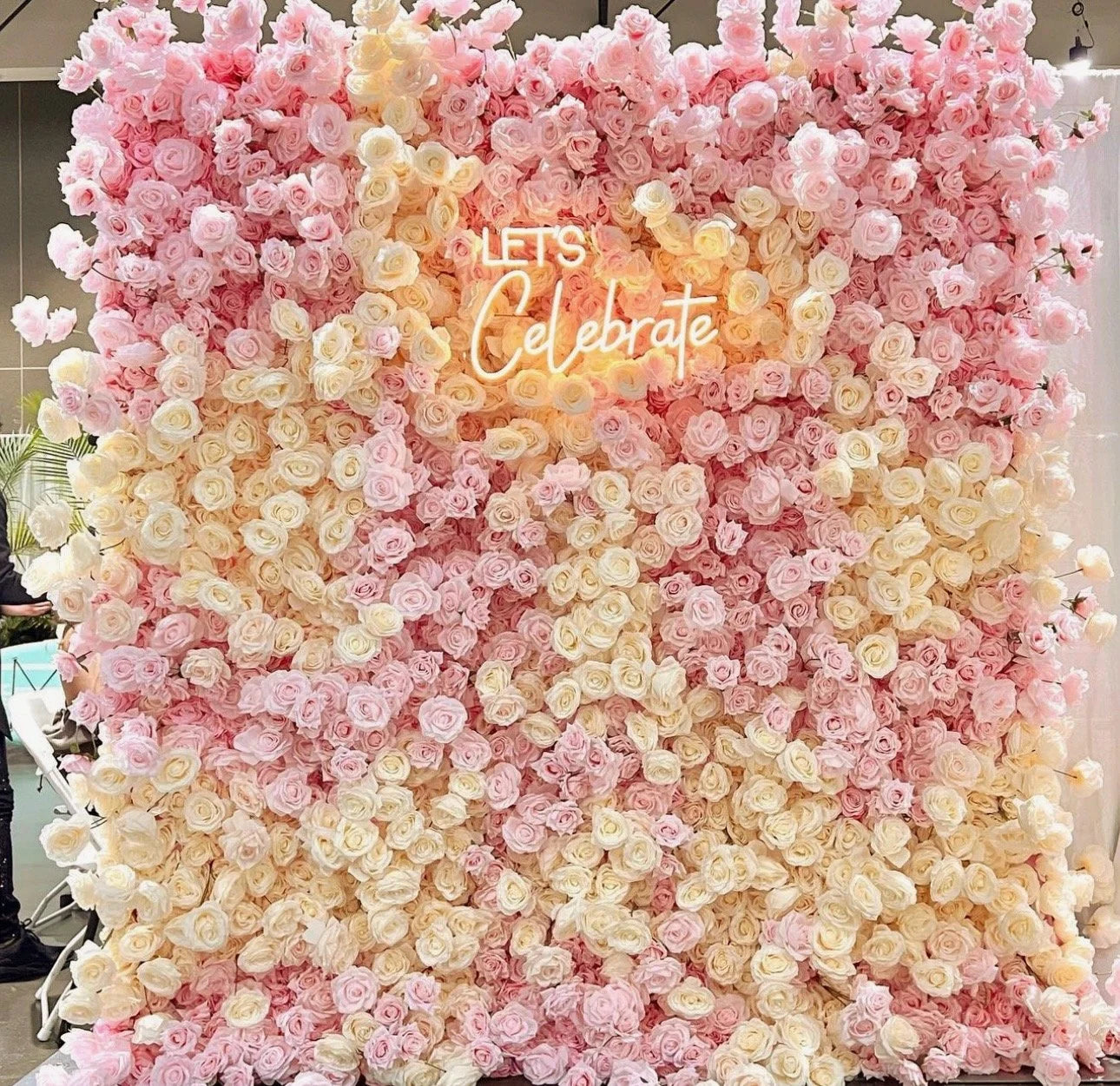 Light Pink Cream Premium Rose Flower Wall - 099