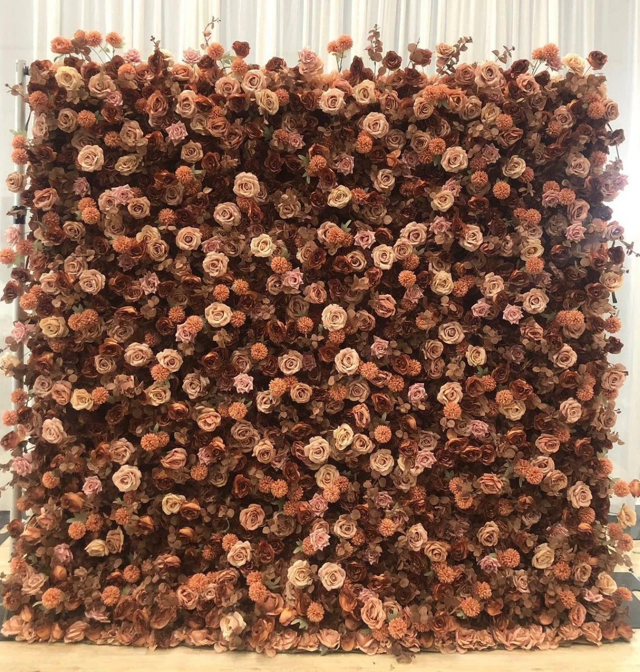 Deluxe Brown & Tan Wild Rose Flower Wall - 025