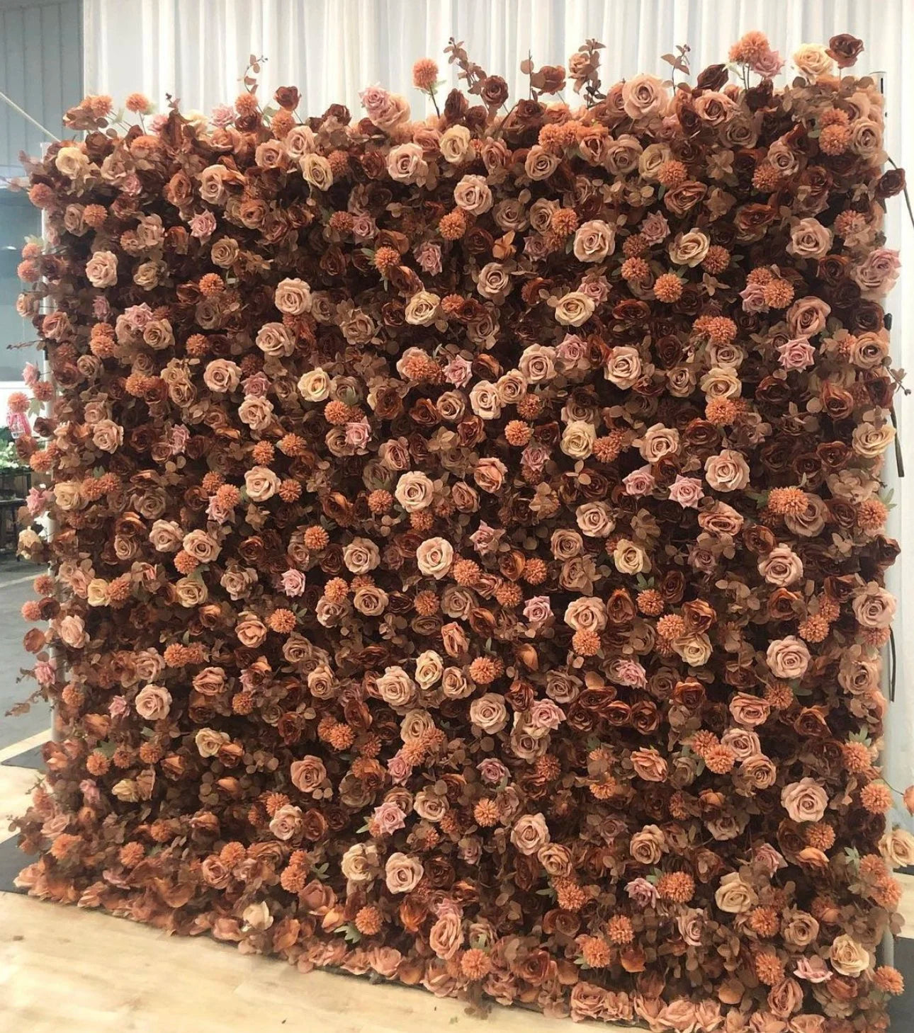 Deluxe Brown & Tan Wild Rose Flower Wall - 025
