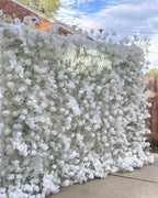 Baby's Breath White Rose Flower Wall - 060