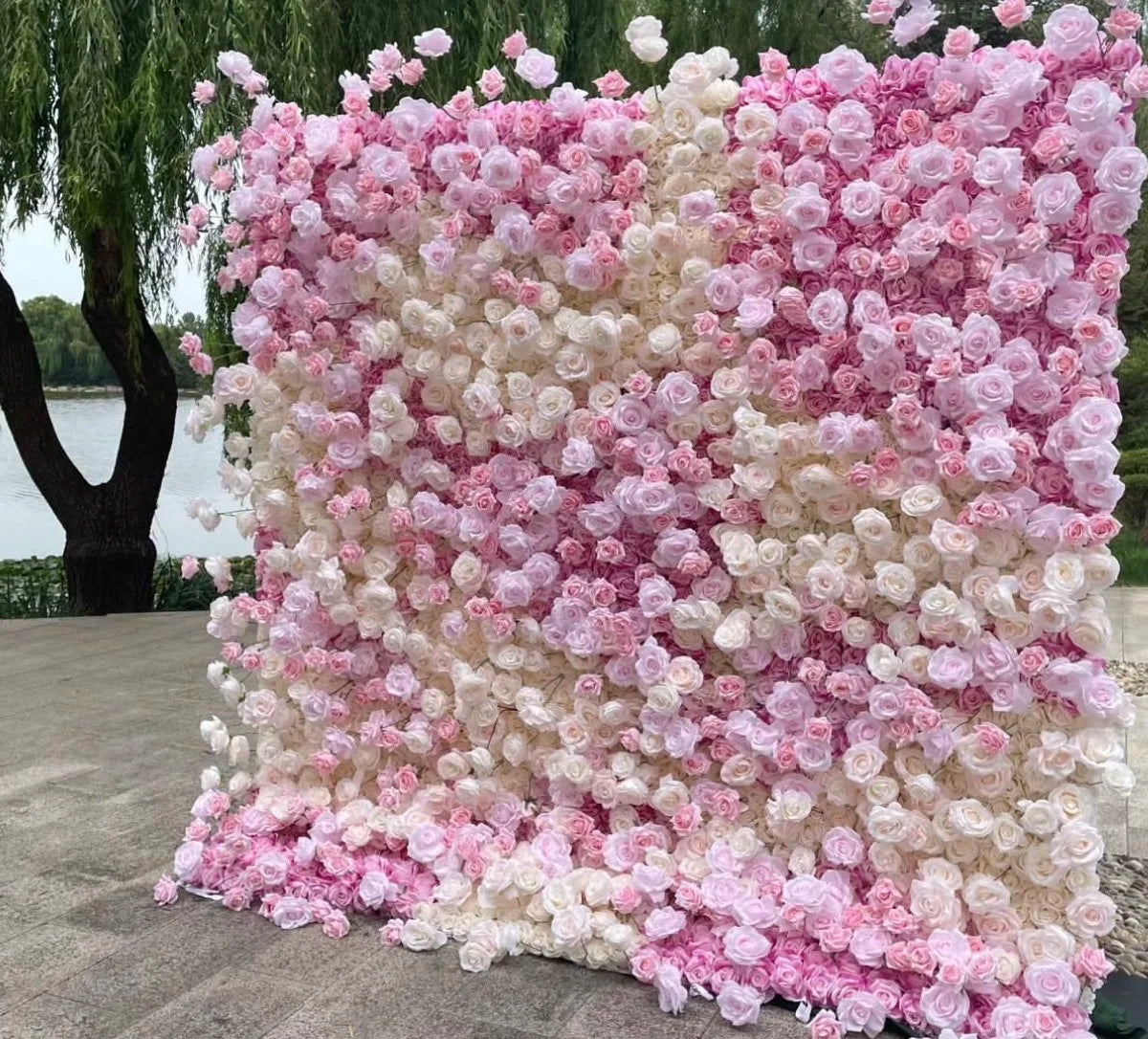 Light Pink Cream Premium Rose Flower Wall - 099