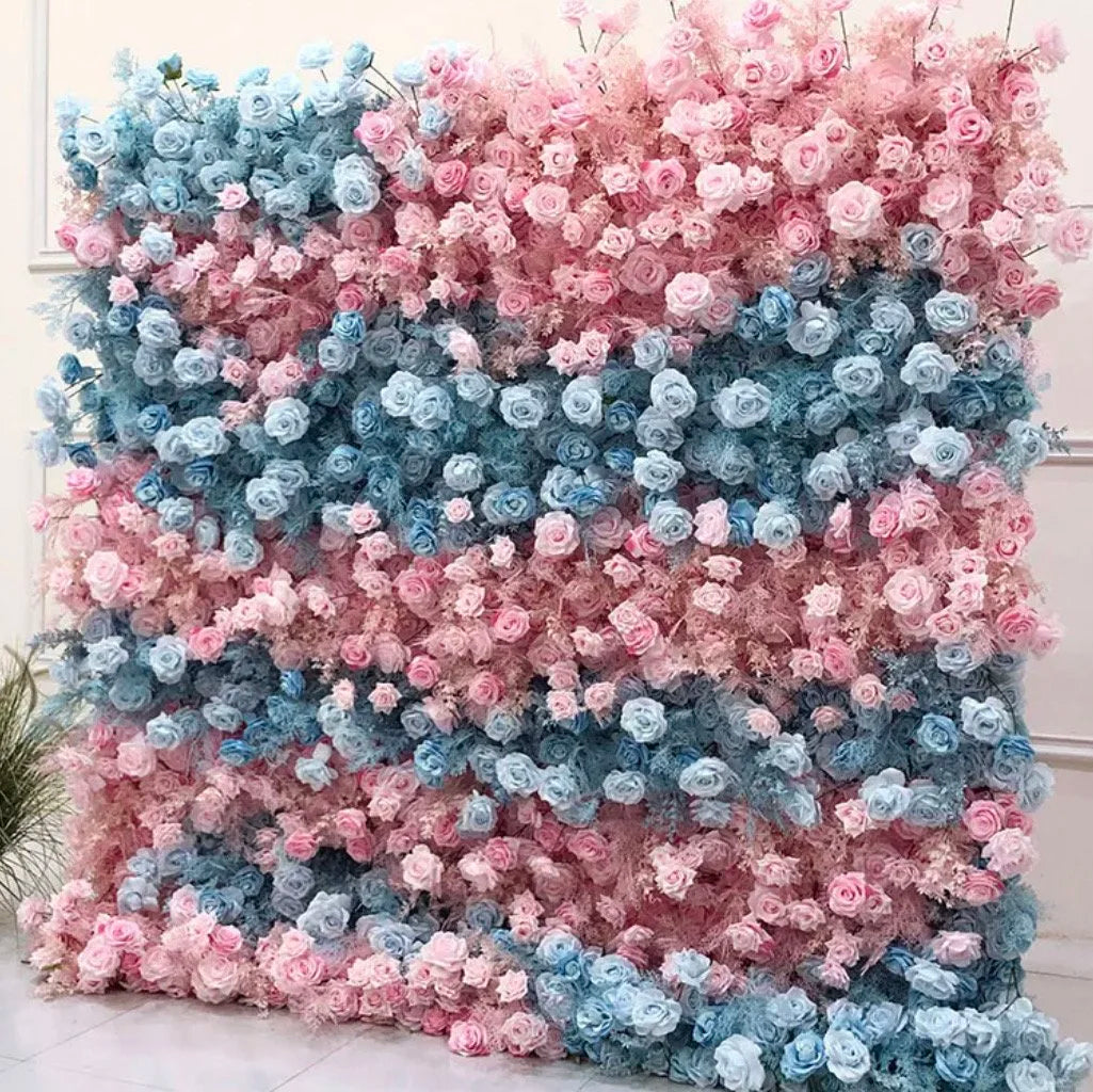 Pink & Blue Layer Premium Flower Wall - 108