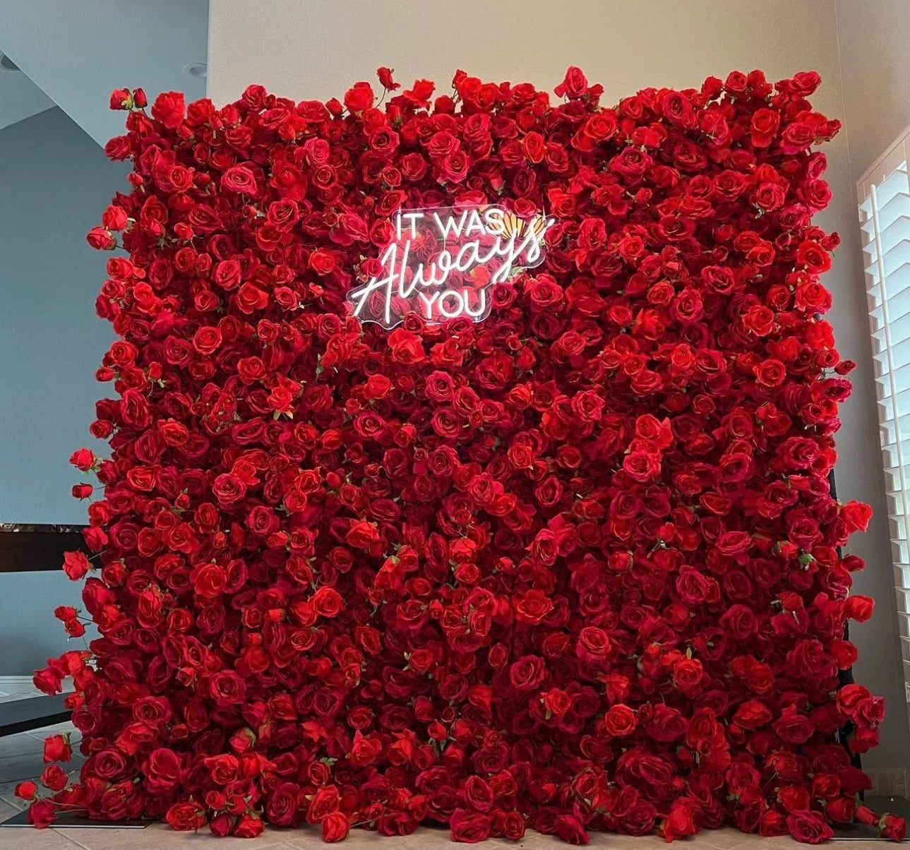 Deluxe Pure Red Wild Rose Flower Wall - 021