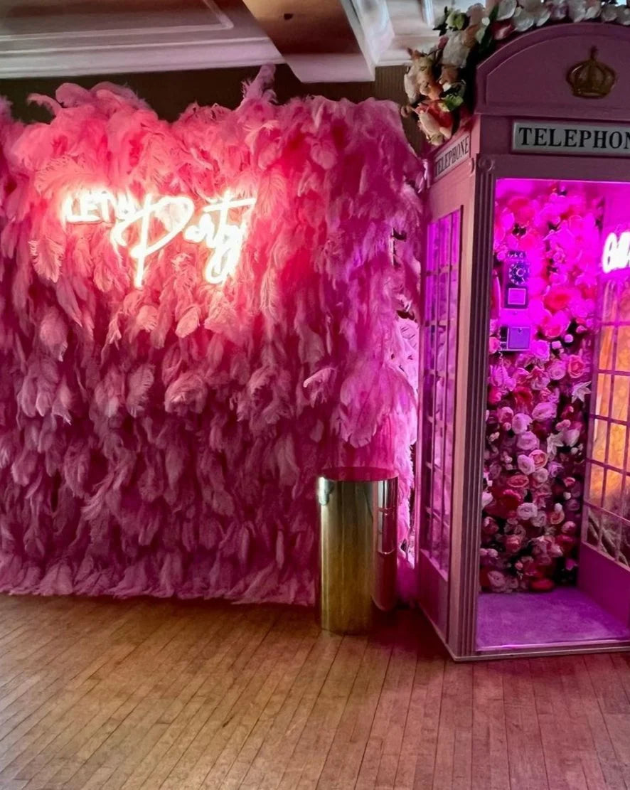 Bright Pink Feather Wall - 074