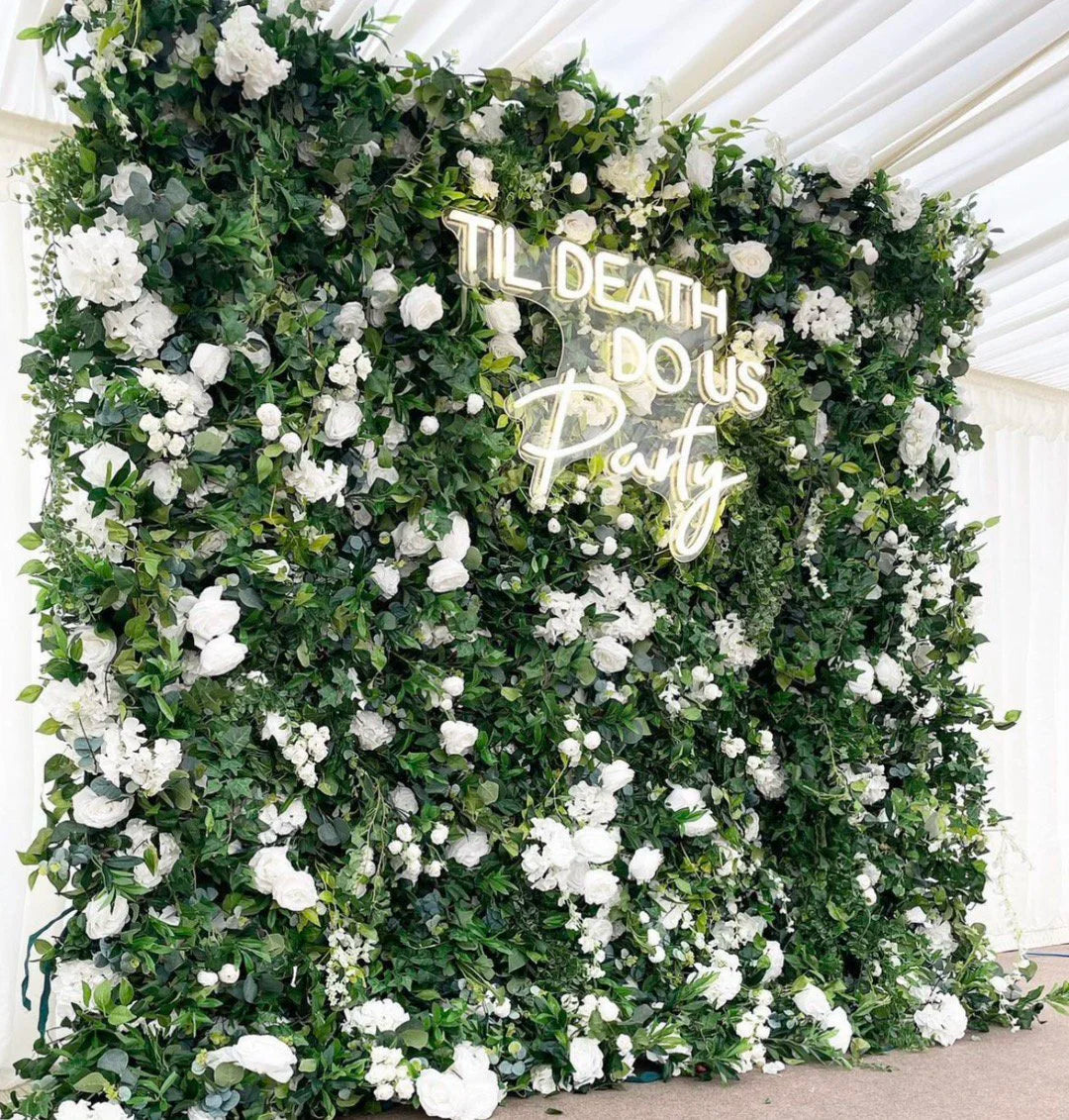 Wild White Rose Greenery Premium Flower Wall - 151
