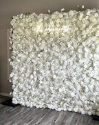 All White Premium Wild Rose Flower Wall - 020