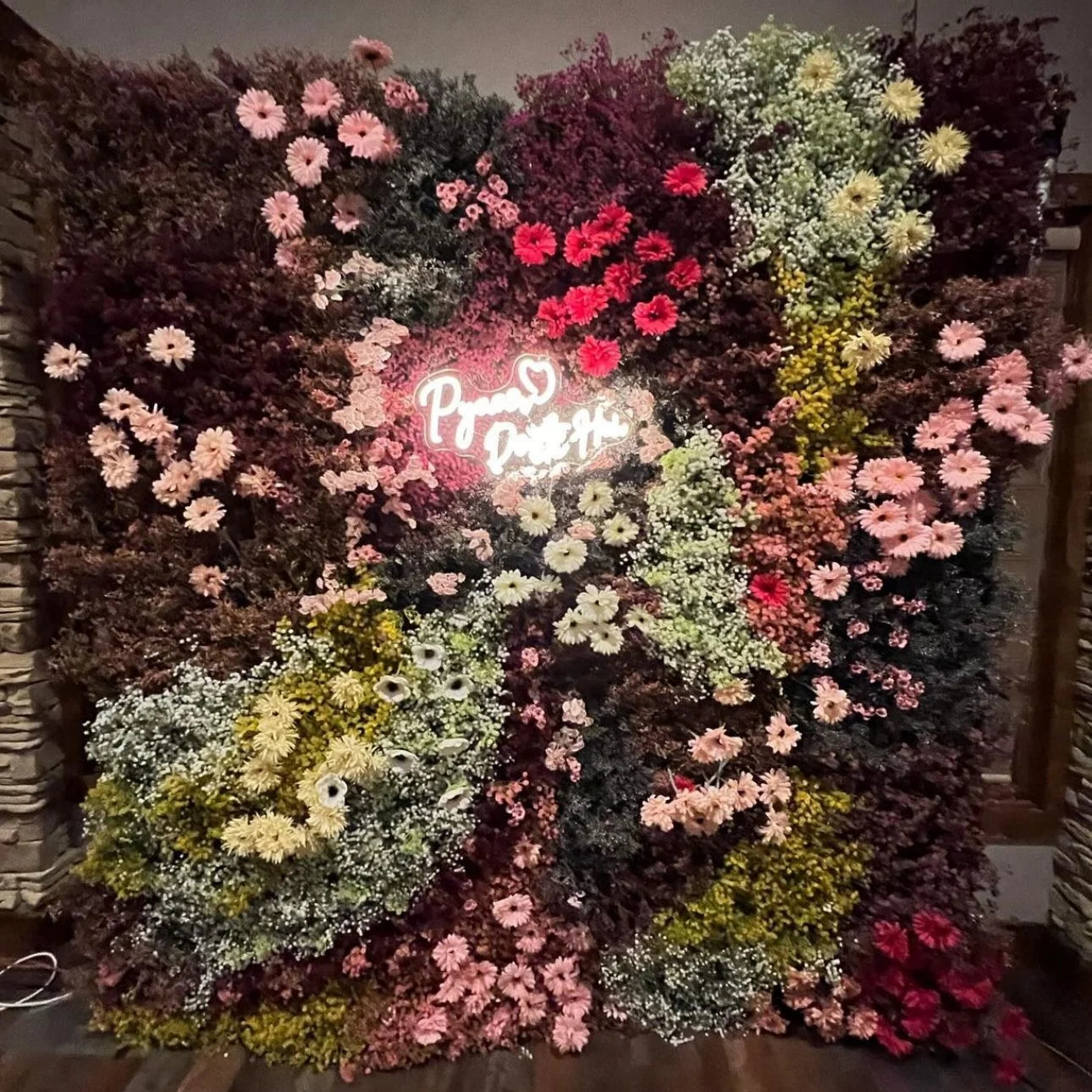 Pink, Brown, Red & Yellow Premium Flower Wall - 132