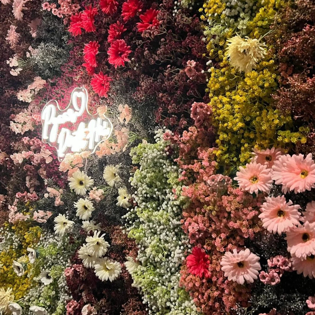 Pink, Brown, Red & Yellow Premium Flower Wall - 132