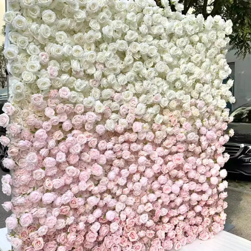 Pink and Ivory Ombre Premium Flower Wall - 224