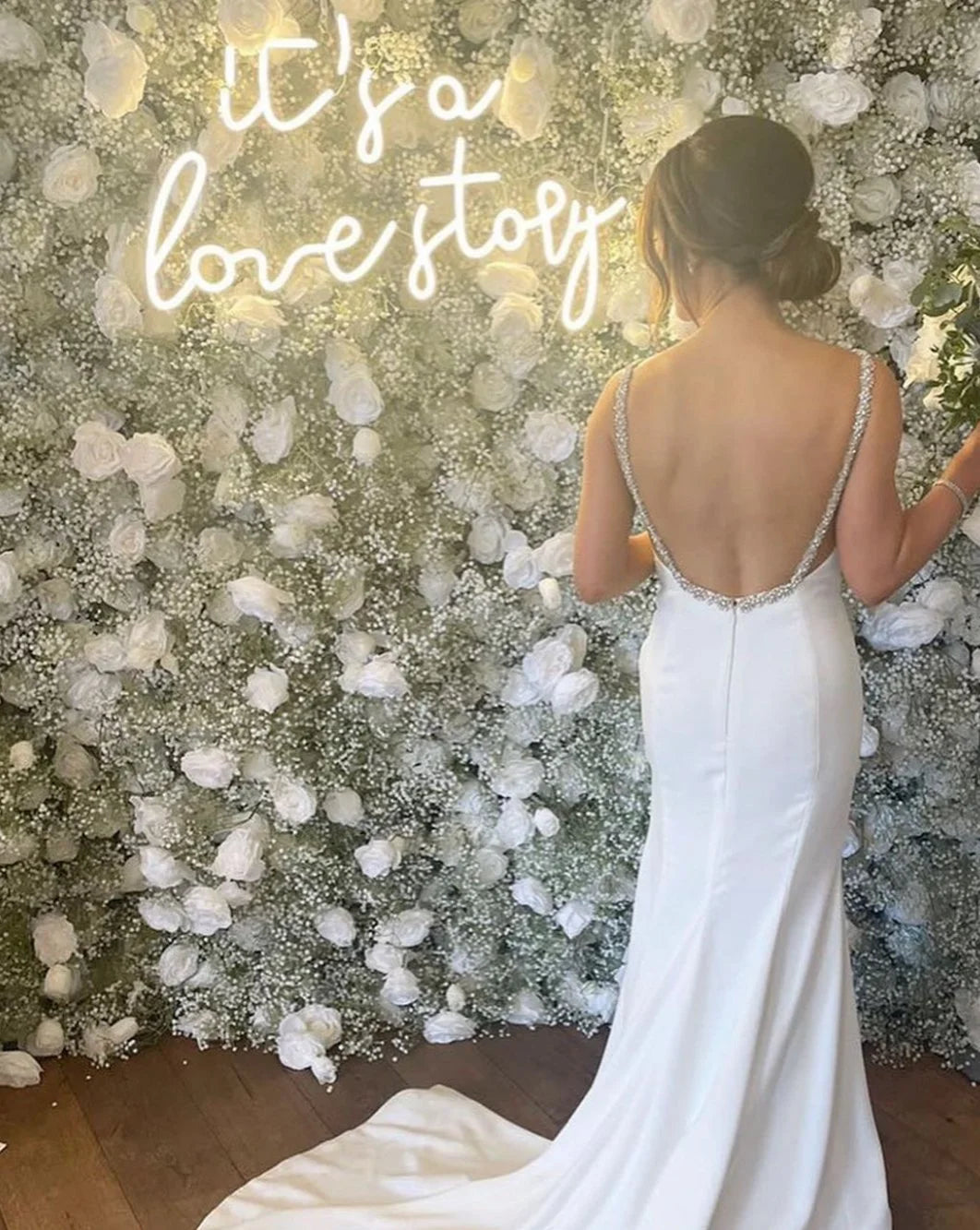 Baby's Breath Silver Rose Flower Wall - 061
