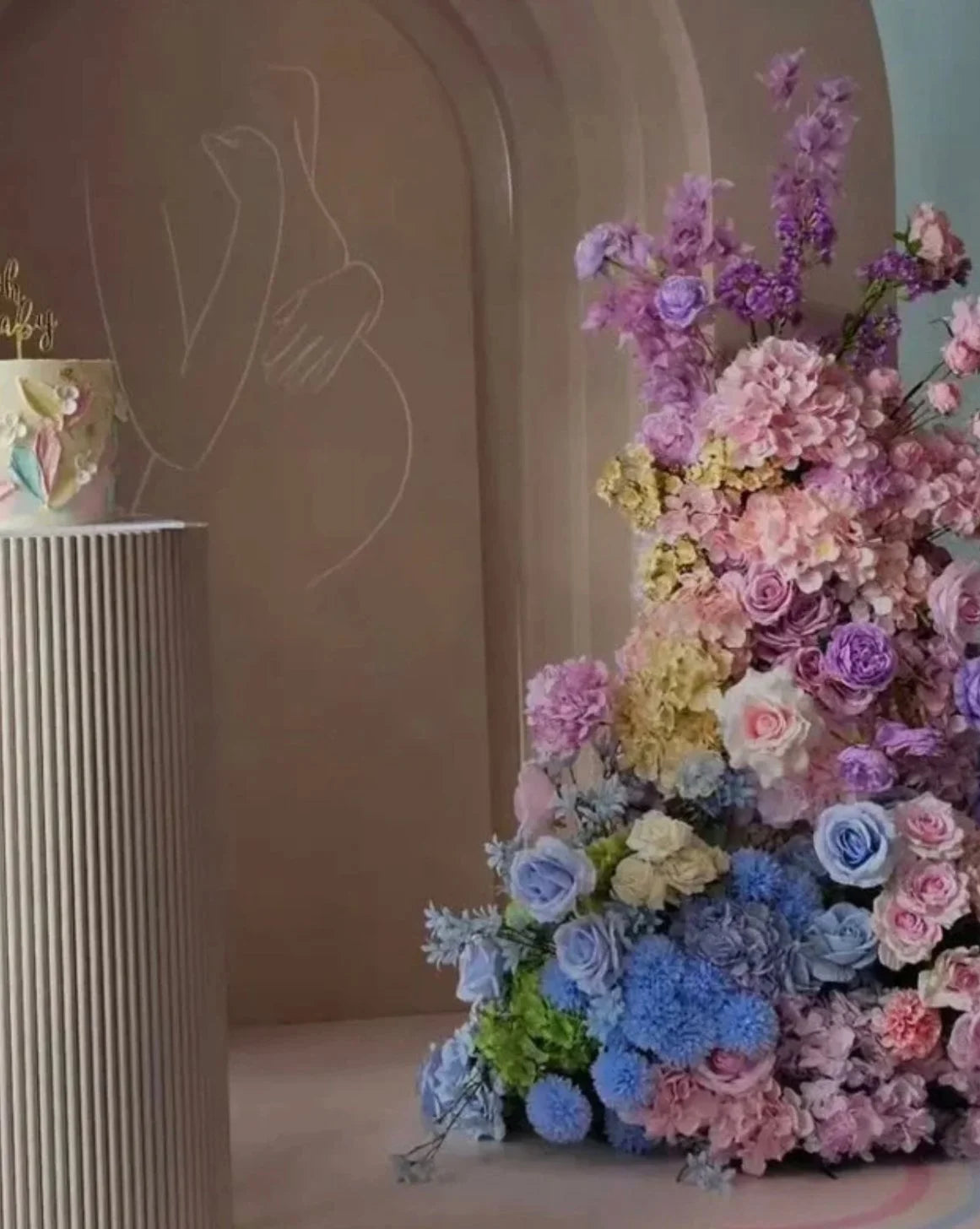 Pink, Purple & Blue Pastel Premium Floral Arch - 4599