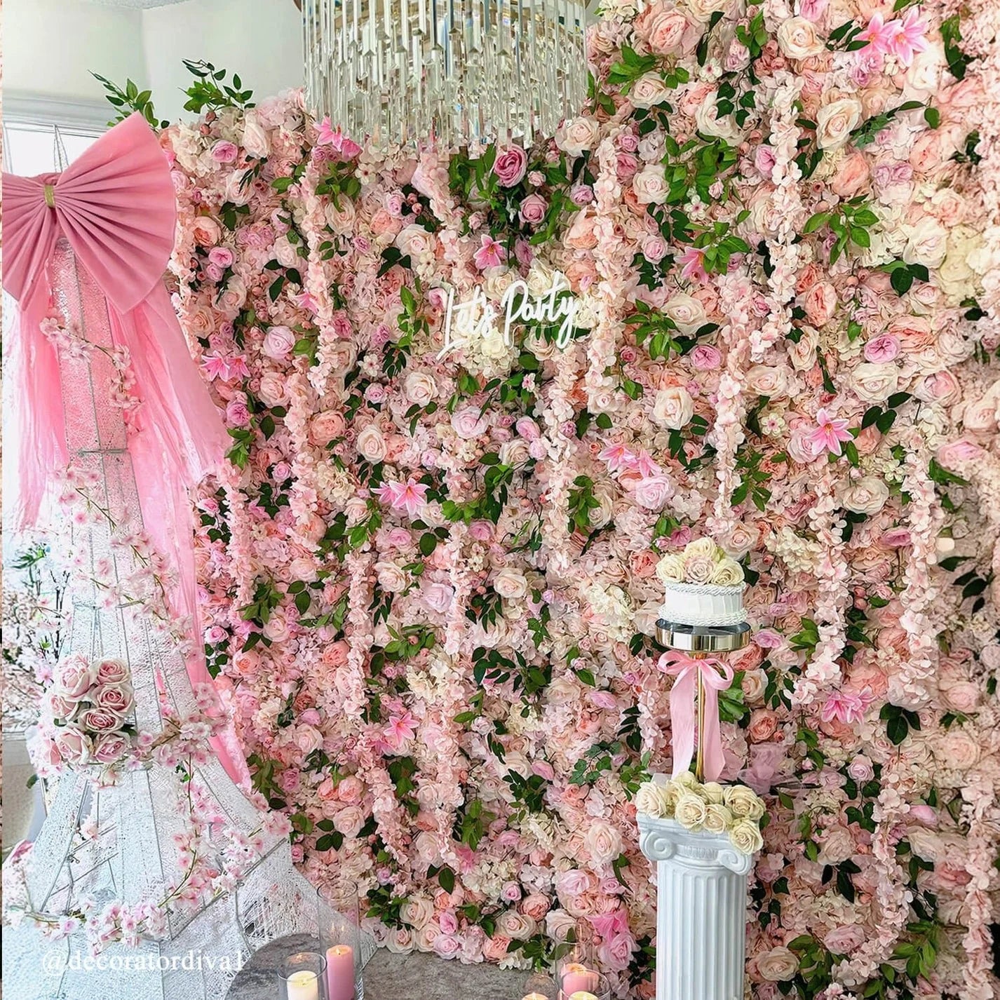 Dripping Pink Peach Premium Flower Wall - 139