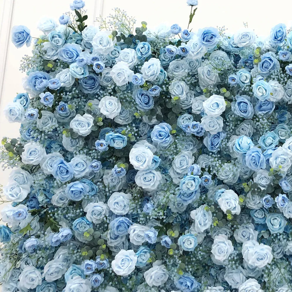 Babys Breath Blue Wild Rose Flower Wall - 064