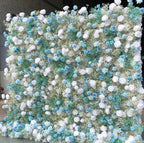 Babys Breath White and Blue Rose Flower Wall - 063