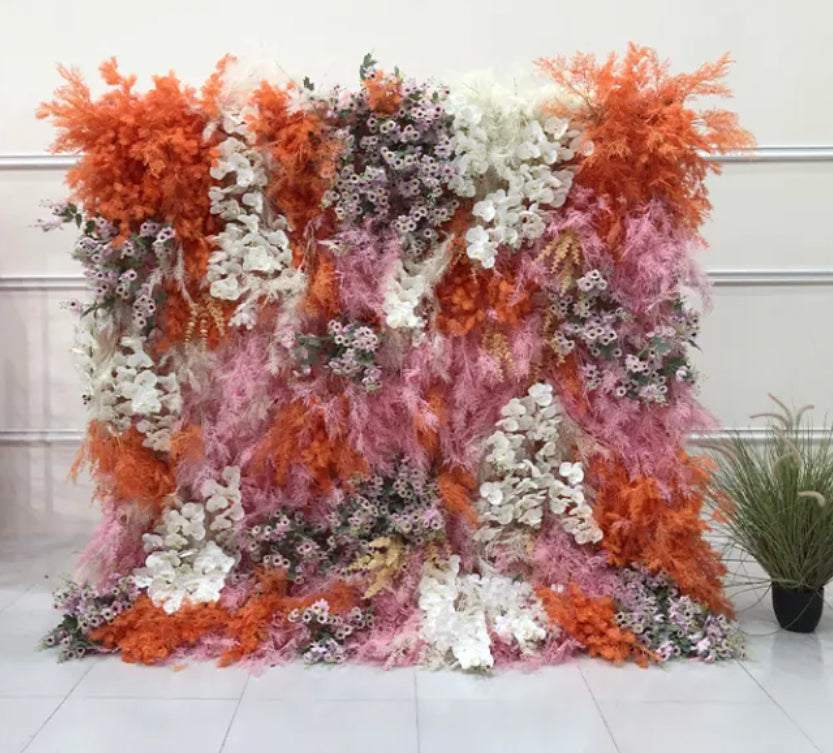 Into the Meadow Premium Orange & Pink Flower Wall - 115