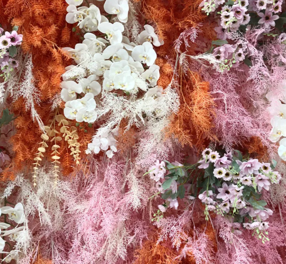 Into the Meadow Premium Orange & Pink Flower Wall - 115