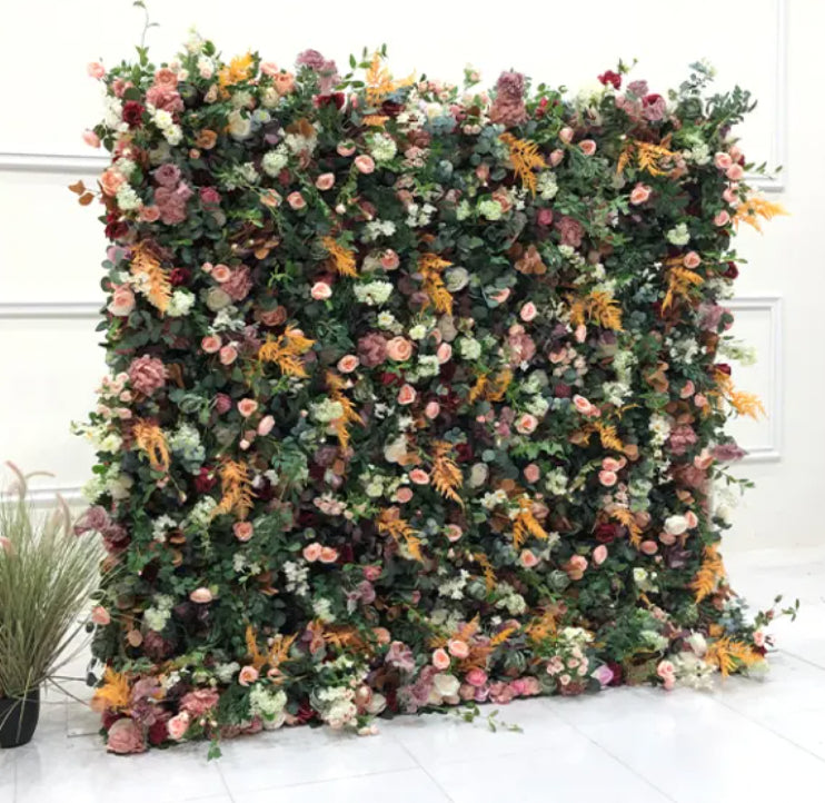 Orange Blush Greenery Premium Flower Wall - 172
