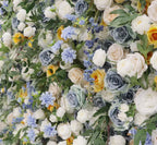 Blue & Yellow Rose Premium Flower Wall - 158