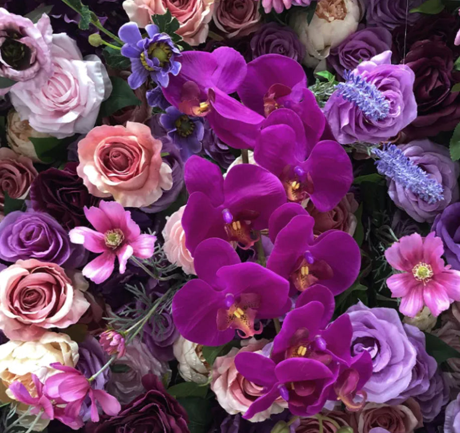 Purple & Pink Wild Rose Premium Flower Wall - 154