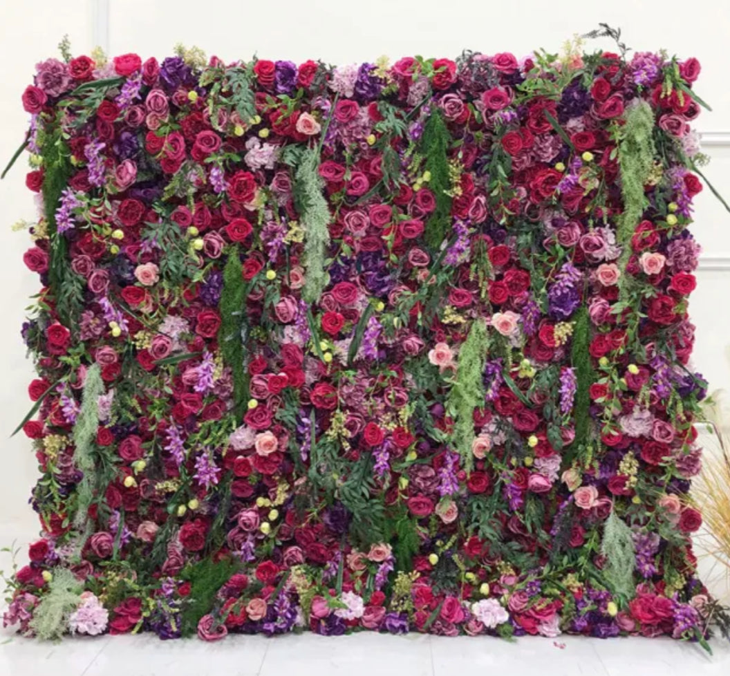 Dripping Florals Pink & Purple Premium Flower Wall - 185