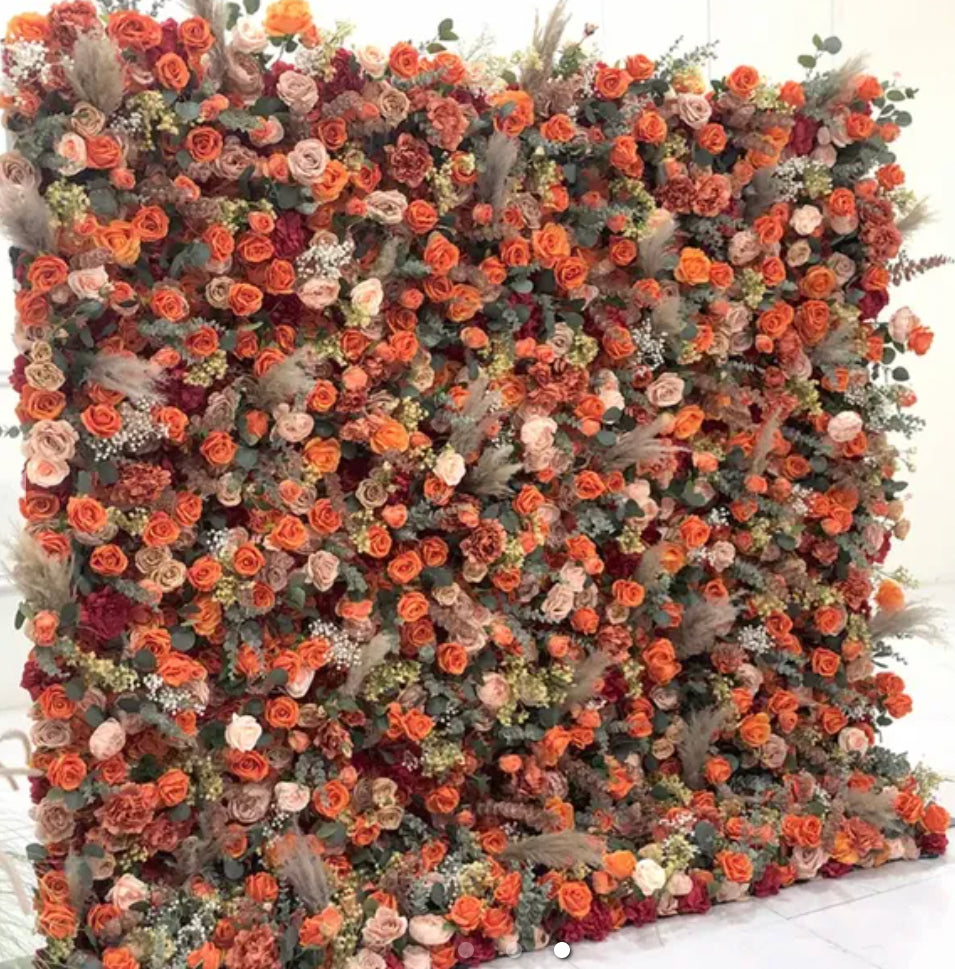 Orange, Brown and Tan Wild Rose Premium Flower Wall - 134