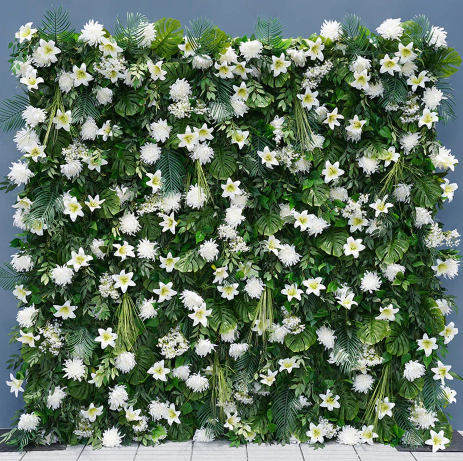 White Flower Tropical Greenery Wall - 509