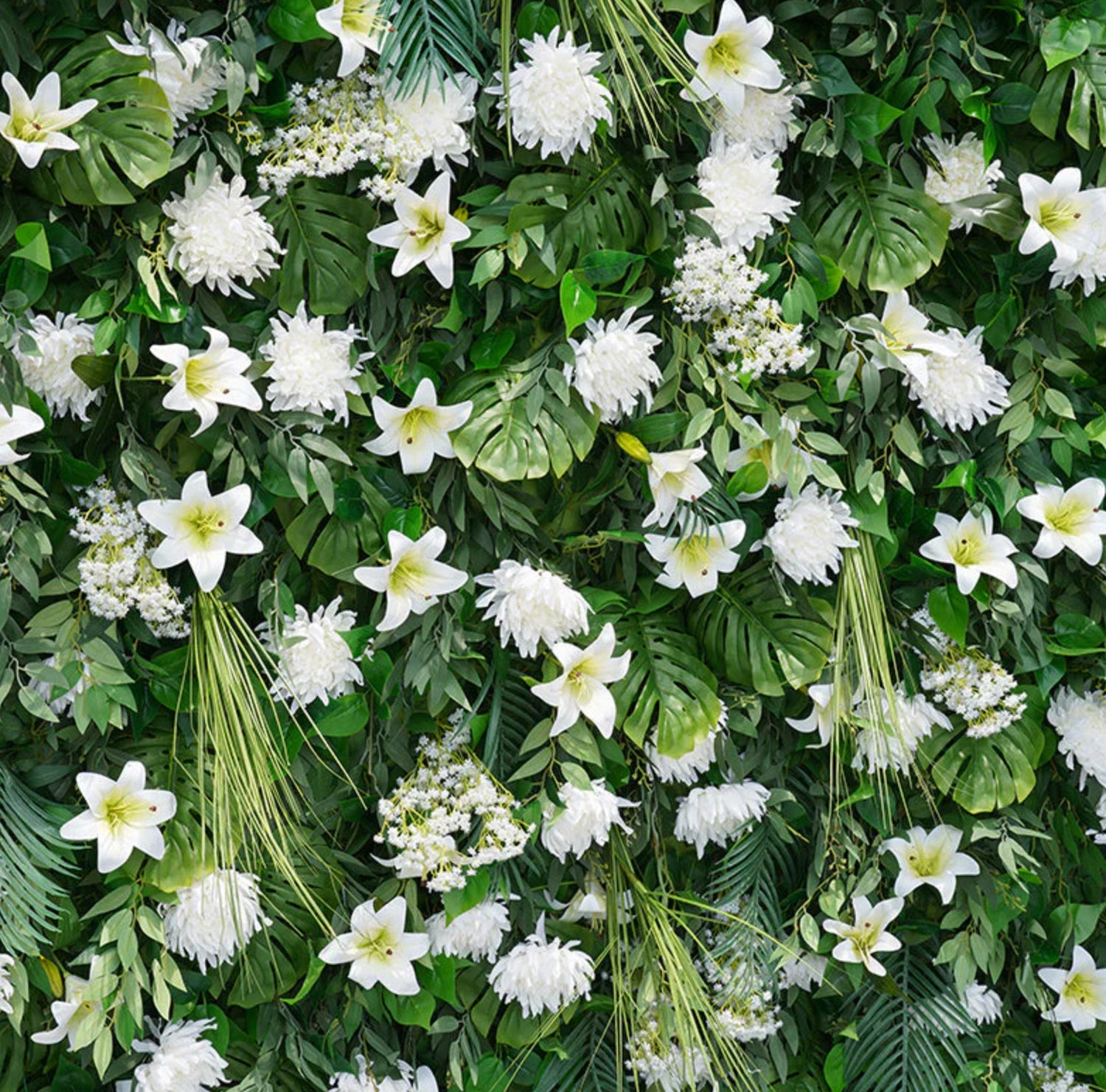White Flower Tropical Greenery Wall - 509
